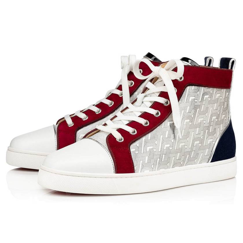 Men's Christian Louboutin Louis Orlato Patent Leather High Top Sneakers - Multicolor [9762-108]